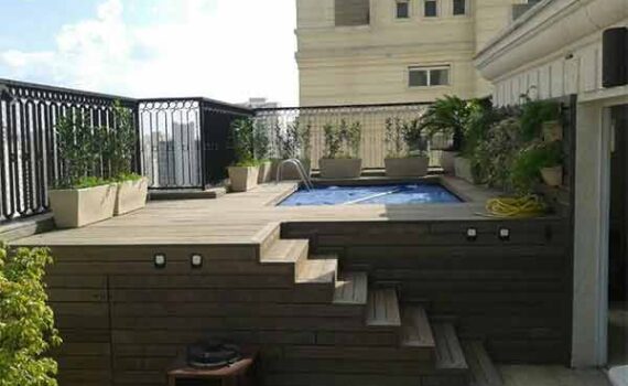 deck de madeira piscina